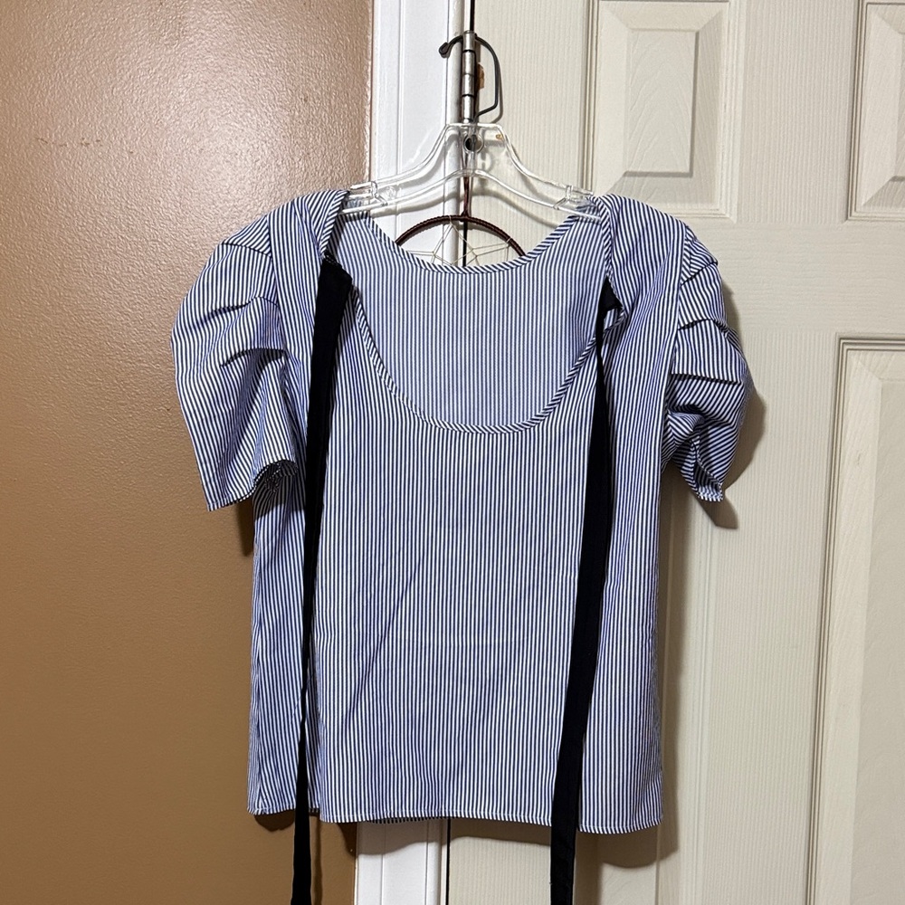 SHEIN Blue and White Striped Blouse